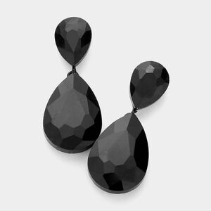 Black Dangle Crystal Teardrop Earrings 2 Inch Cute Statement Jewelry Design